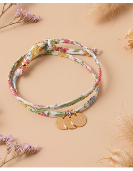 Bracelet Liberty multi médailles gravées plaqué or Comptoir Doré