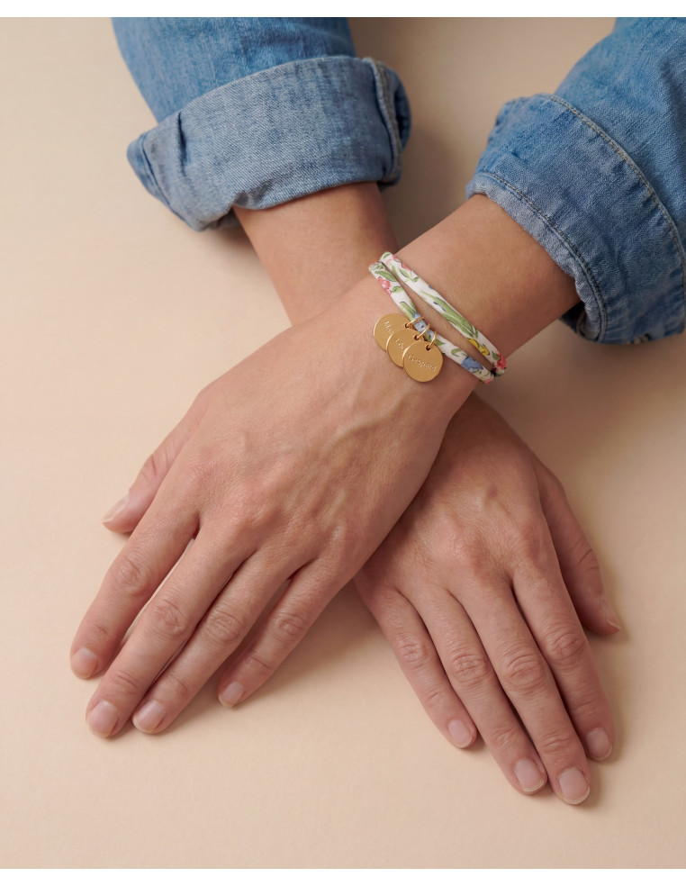 Bracelet Liberty multi médailles gravées plaqué or Comptoir Doré