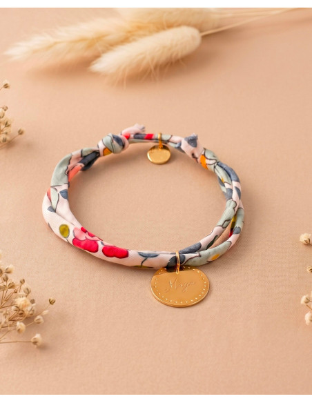 Bracelet Liberty et médaille dorée gravée  - Comptoir Doré