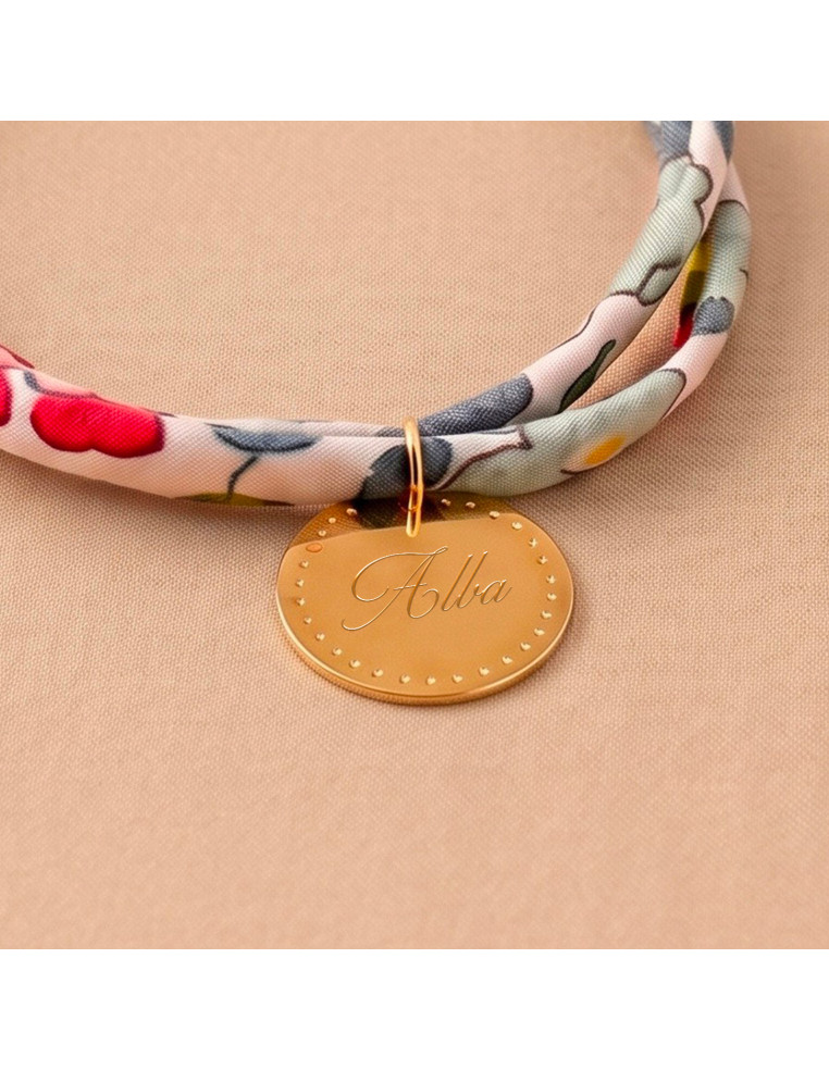 Bracelet Liberty et médaille dorée gravée  - Comptoir Doré
