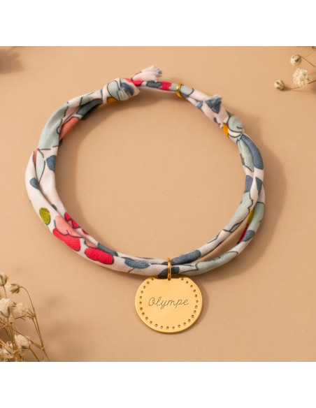 Bracelet Liberty médaille points gravée