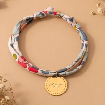 Bracelet Liberty et médaille dorée gravée  - Comptoir Doré