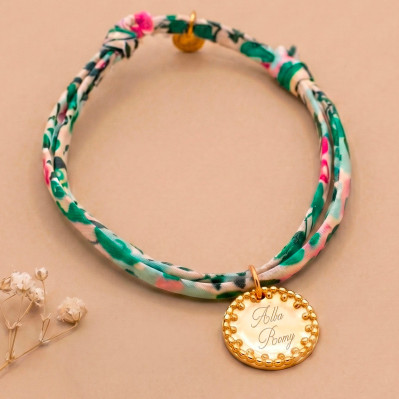 Bracelet Liberty et médaille dorée bord perlé  - Comptoir Doré