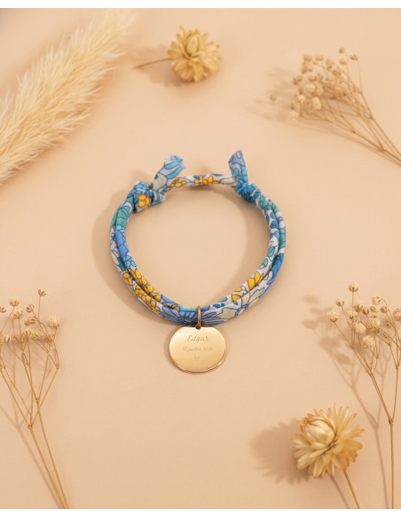 Bracelet Liberty médaille lisse gravée