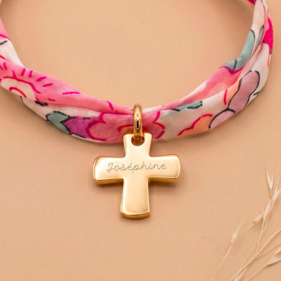 Bracelet Liberty croix dorée gravée Comptoir Doré