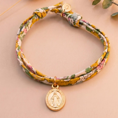 Bracelet Liberty ajustable orné d'une médaille miraculeuse en plaqué or 3 microns Comptoir Doré