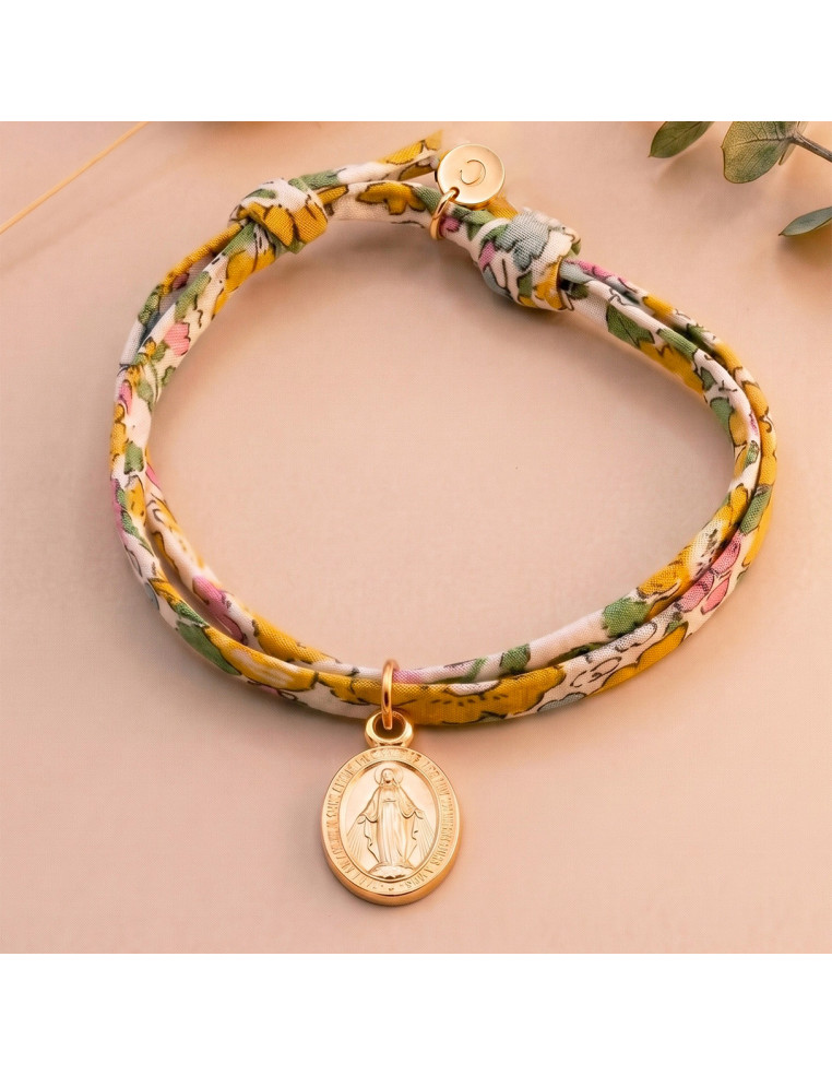 Bracelet Liberty ajustable orné d'une médaille miraculeuse en plaqué or 3 microns Comptoir Doré
