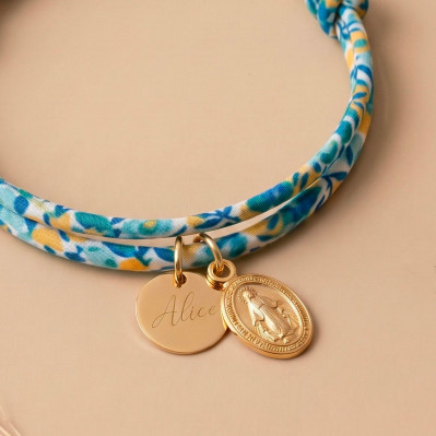 Bracelet Liberty médaille gravée et médaille miraculeuse - Comptoir Doré