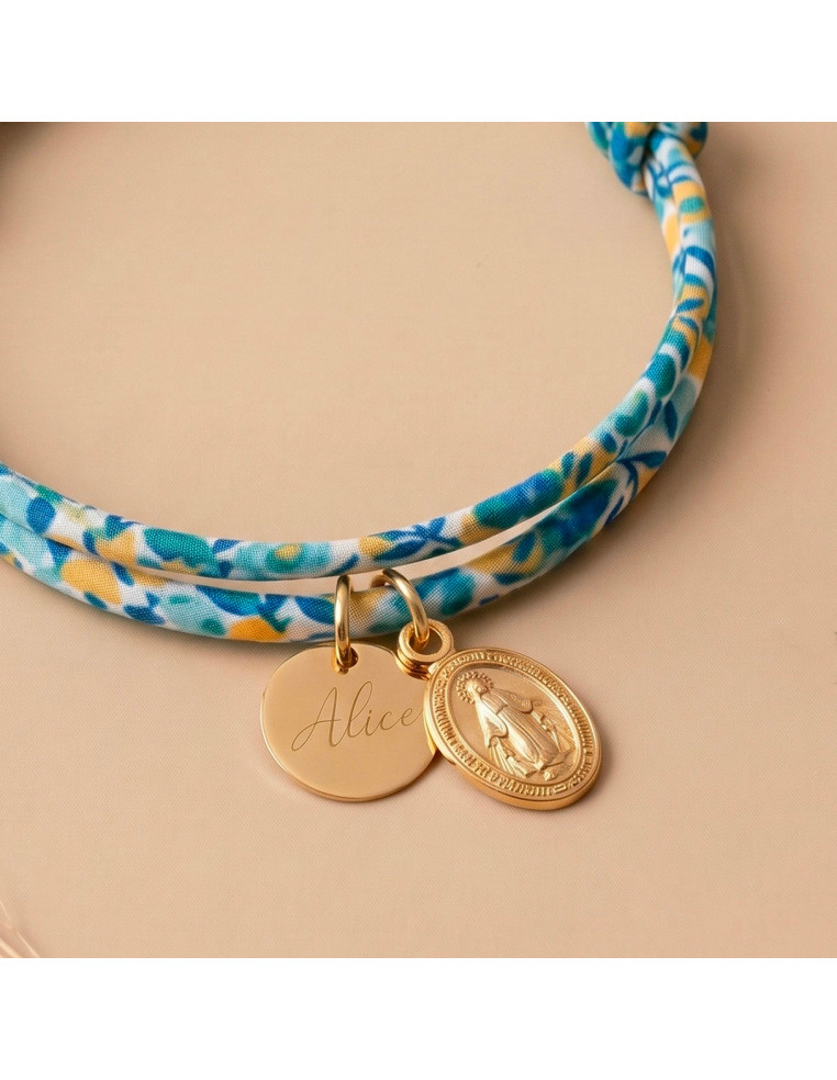Bracelet Liberty médaille gravée et médaille miraculeuse - Comptoir Doré