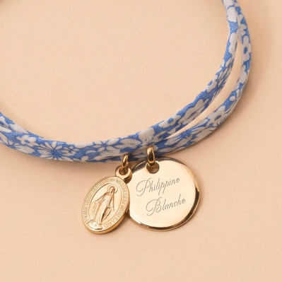 Bracelet Liberty, médaille gravée et médaille miraculeuse - Comptoir Doré