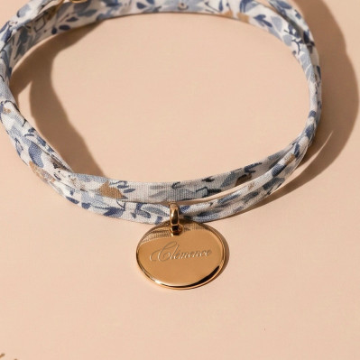 Bracelet Liberty médaille gravée plaqué or Comptoir Doré
