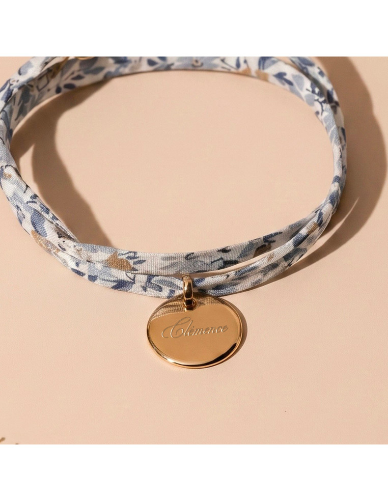 Bracelet Liberty médaille gravée plaqué or Comptoir Doré
