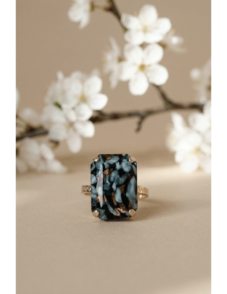 Bague Mousse - Bleu, noir et ocre - Un de ces quatre - Comptoir Doré