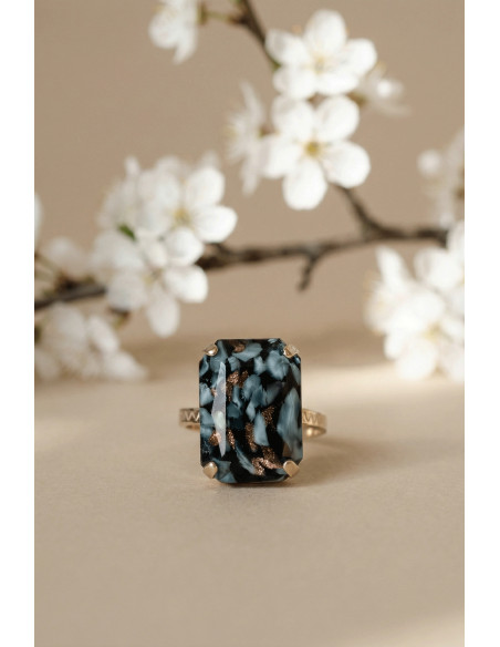 Bague Mousse - Bleu, noir et ocre - Un de ces quatre - Comptoir Doré
