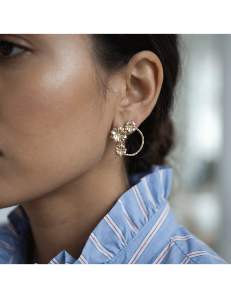 Boucles d'oreilles Sakura motif floral - Un de ces quatre - Comptoir Doré