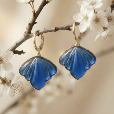 Boucles d'oreilles Yuna papillon bleu - Un de ces quatre - Comptoir doré
