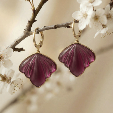 Boucles d'oreilles Yuna papillon pourpre - Un de ces quatre - Comptoir doré