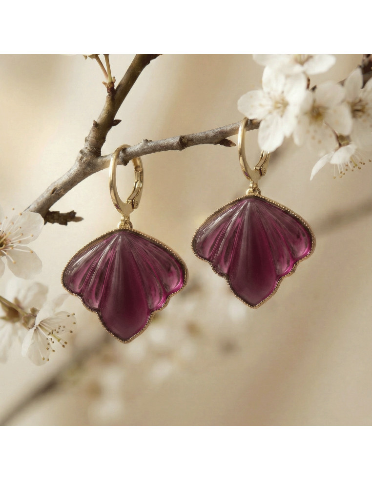 Boucles d'oreilles Yuna papillon pourpre - Un de ces quatre - Comptoir doré