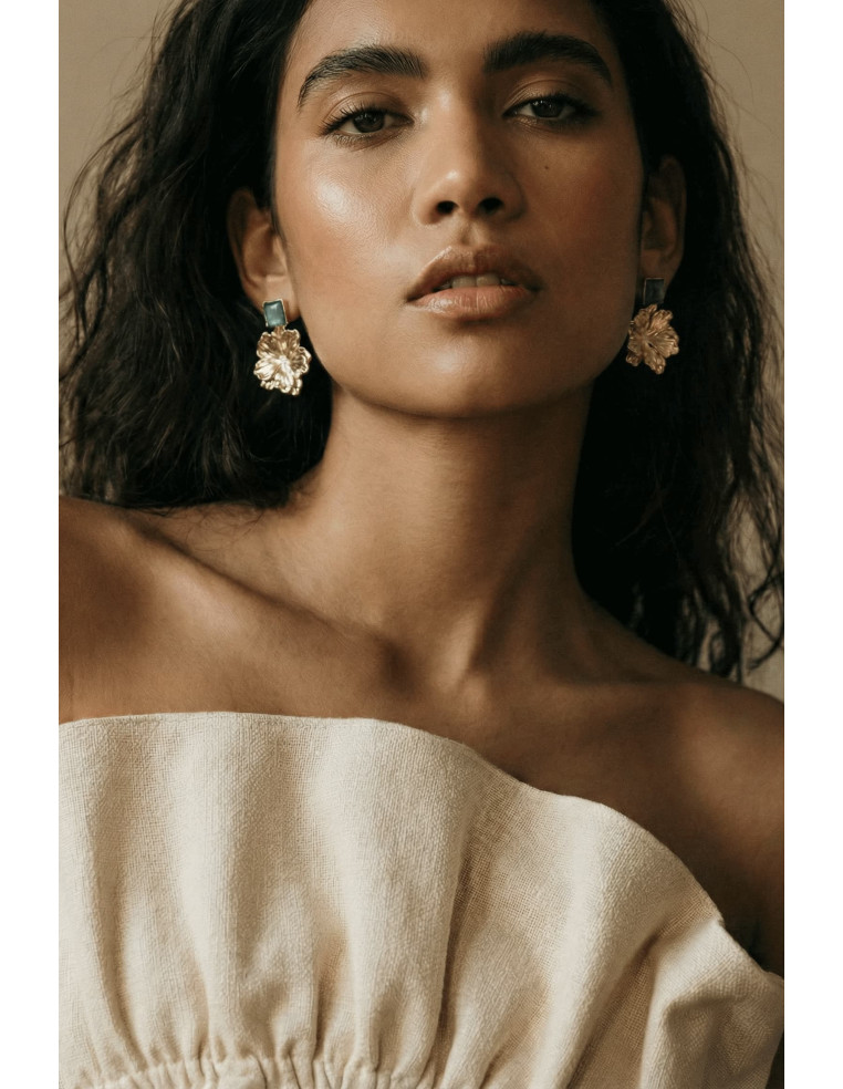 Boucles d'oreilles Hortense fleur doré - Un de ces quatre - Comptoir Doré