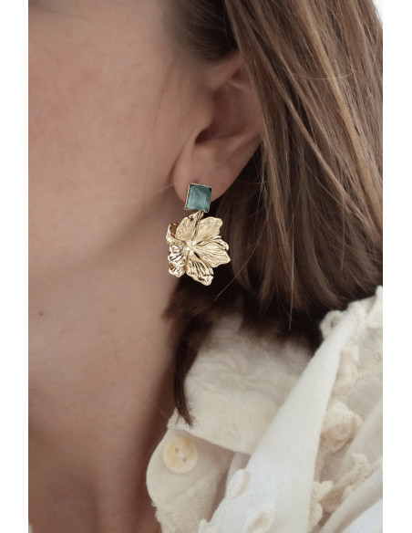Boucles d'oreilles Hortense fleur doré - Un de ces quatre - Comptoir Doré