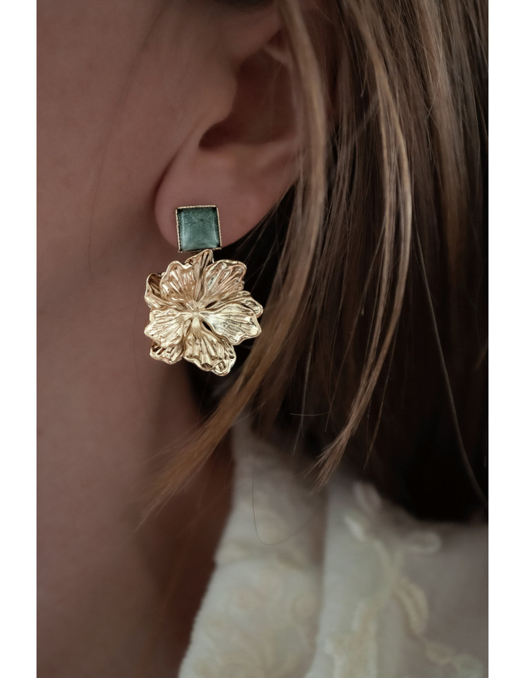 Boucles d'oreilles Hortense fleur doré - Un de ces quatre - Comptoir Doré