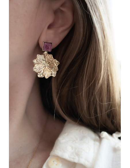 Boucles d'oreilles Hortense fleur doré - Un de ces quatre - Comptoir Doré