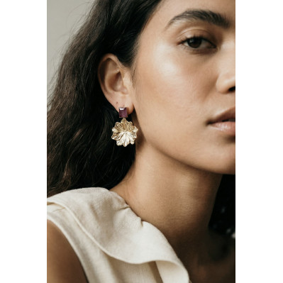 Boucles d'oreilles Hortense fleur doré - Un de ces quatre - Comptoir Doré 2