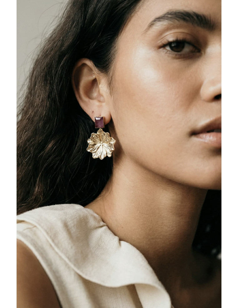 Boucles d'oreilles Hortense fleur doré - Un de ces quatre - Comptoir Doré