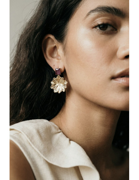 Boucles d'oreilles Hortense fleur doré - Un de ces quatre - Comptoir Doré