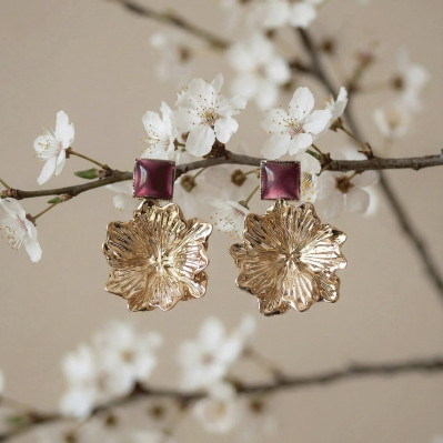 Boucles d'oreilles Hortense fleur doré - Un de ces quatre - Comptoir Doré
