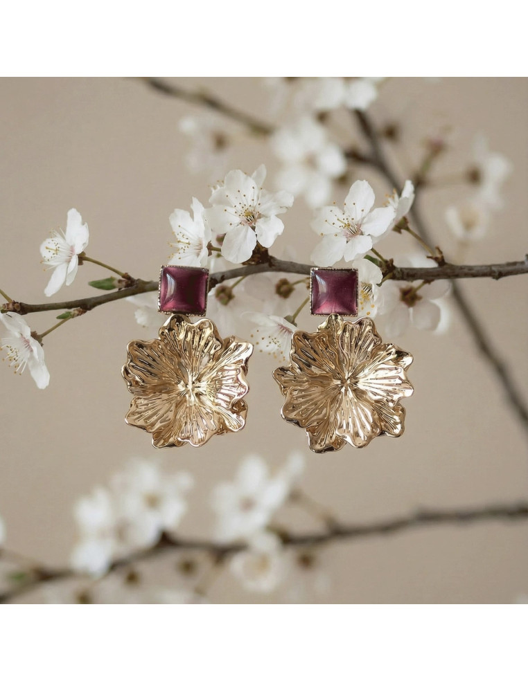 Boucles d'oreilles Hortense fleur doré - Un de ces quatre - Comptoir Doré