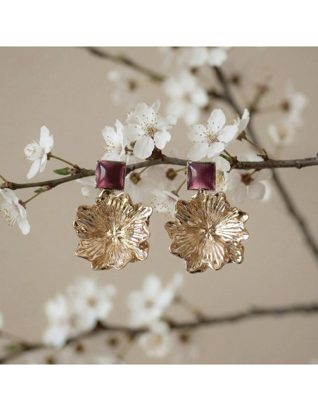 Boucles d'oreilles Hortense fleur doré - Un de ces quatre - Comptoir Doré