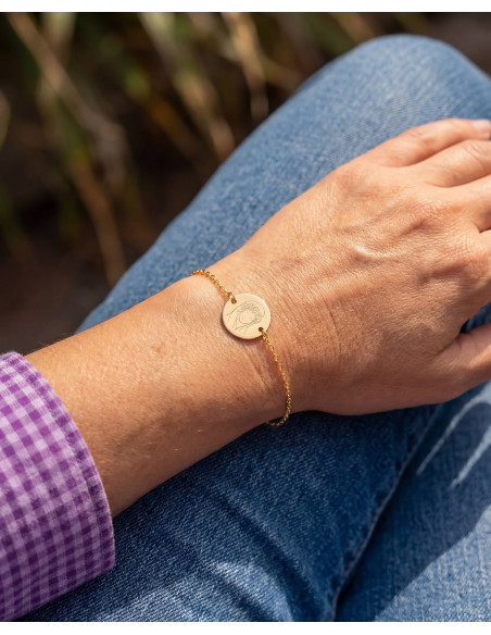 Bracelet Vierge aux Fleurs - plaqué or - Personnalisable