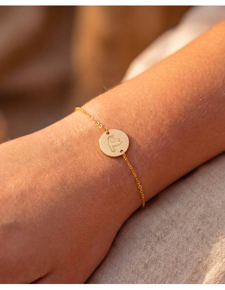 Bracelet Colombe - plaqué or - Personnalisable