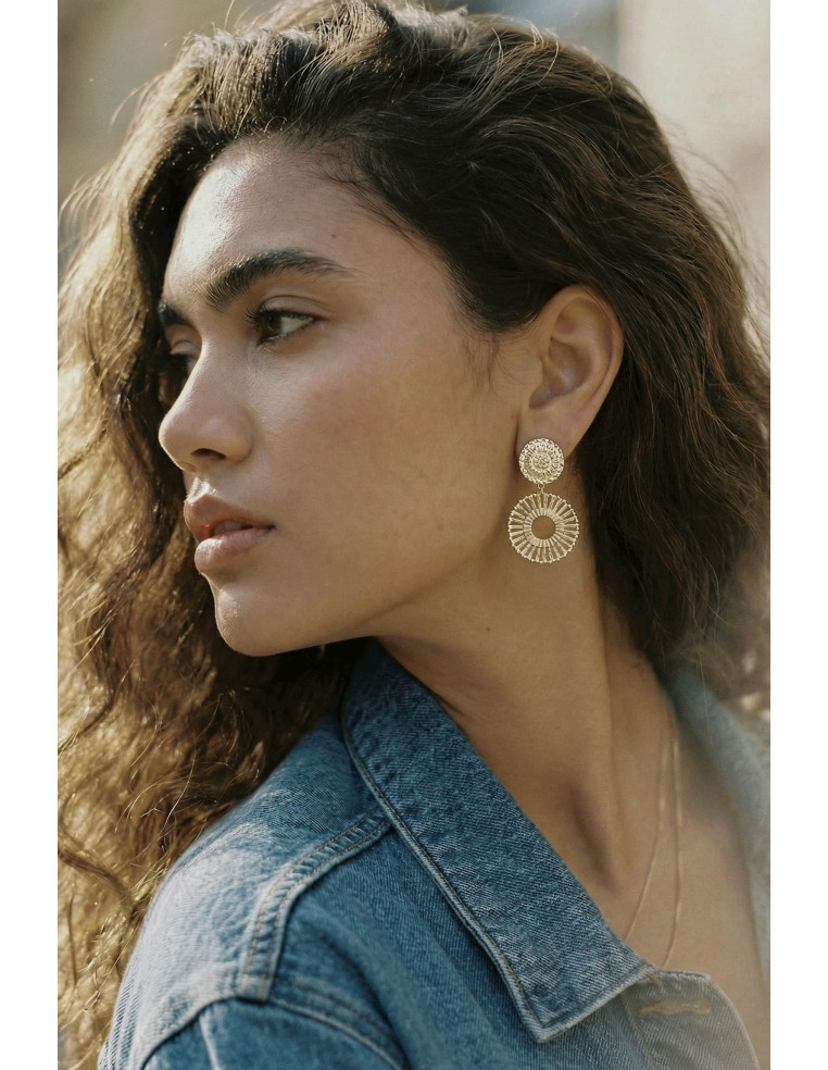Boucles d'oreilles Bloom dorées - Un de ces quatre - Comptoir doré