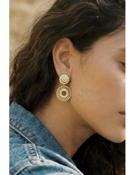 Boucles d'oreilles Bloom dorées - Un de ces quatre - Comptoir doré