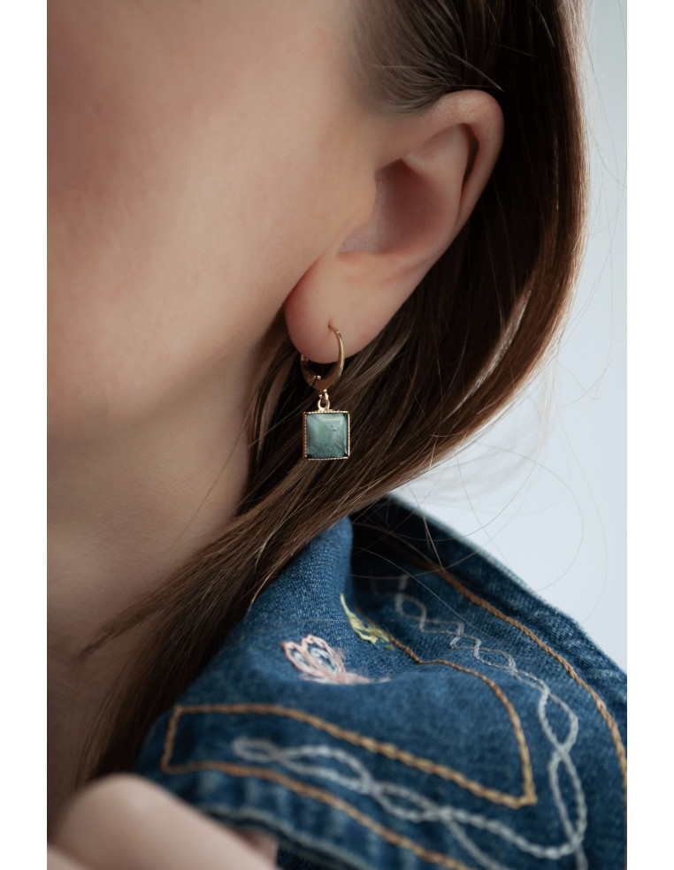 Boucles d'oreilles Zellige verres colorés  -Un de ces quatre - Comptoir doré