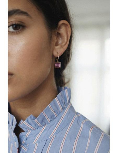 Boucles d'oreilles Zellige verres colorés  -Un de ces quatre - Comptoir doré