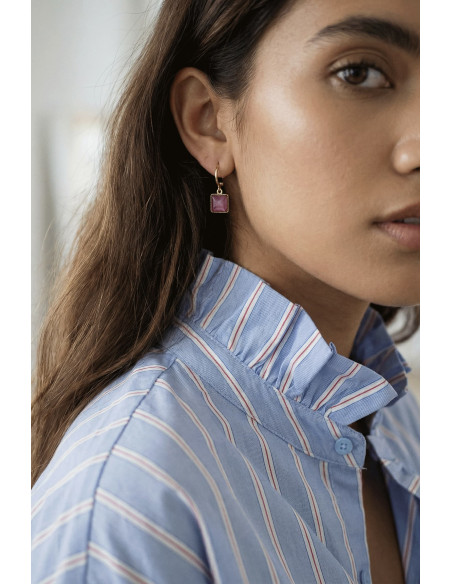 Boucles d'oreilles Zellige verres colorés  -Un de ces quatre - Comptoir doré