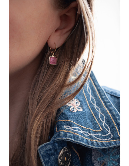 Boucles d'oreilles Zellige verres colorés  -Un de ces quatre - Comptoir doré