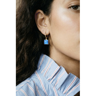 Boucles d'oreilles Zellige verres colorés  -Un de ces quatre - Comptoir doré 2