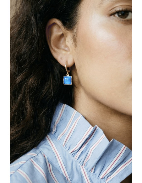 Boucles d'oreilles Zellige verres colorés  -Un de ces quatre - Comptoir doré