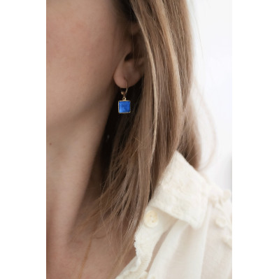 Boucles d'oreilles Zellige verres colorés  -Un de ces quatre - Comptoir doré 2