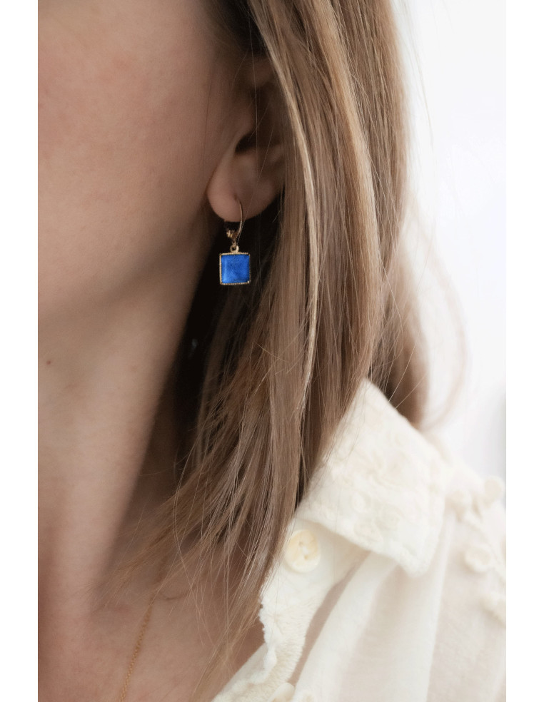 Boucles d'oreilles Zellige verres colorés  -Un de ces quatre - Comptoir doré