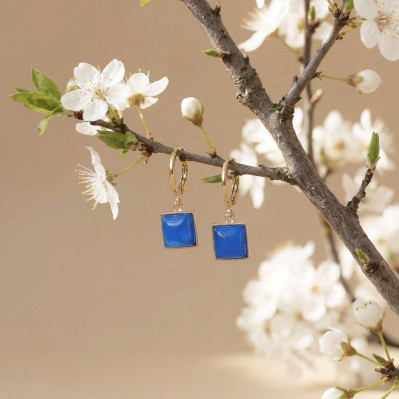 Boucles d'oreilles Zellige verres colorés  -Un de ces quatre - Comptoir doré