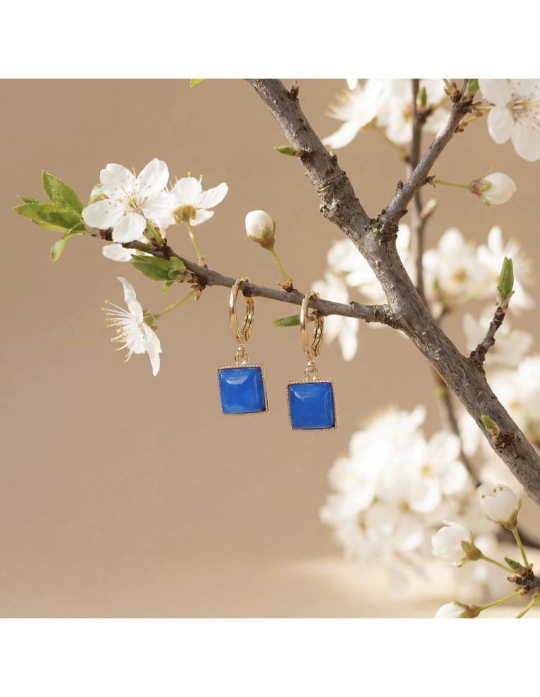 Boucles d'oreilles Zellige verres colorés  -Un de ces quatre - Comptoir doré