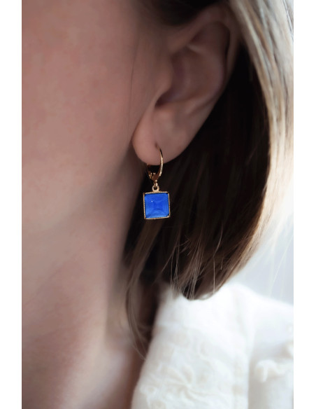 Boucles d'oreilles Zellige verres colorés  -Un de ces quatre - Comptoir doré