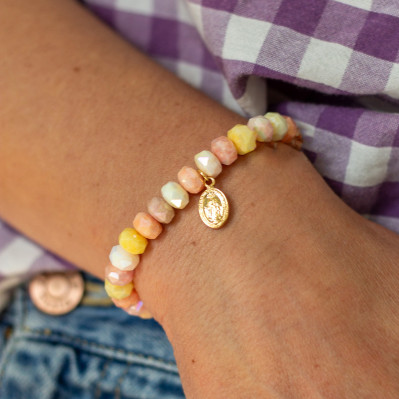 Bracelet Coco Pêche médaille miraculeuse - perles collier de bonbons - Comptoir Doré 2