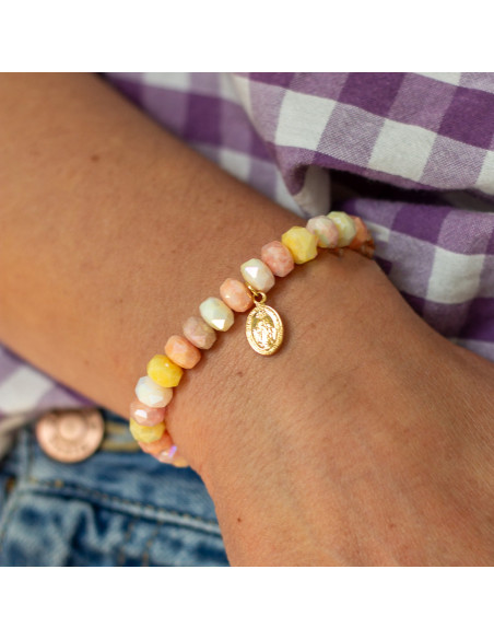 Bracelet Coco Pêche médaille miraculeuse - perles collier de bonbons - Comptoir Doré