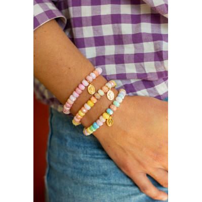 Bracelet Coco Menthe médaille miraculeuse - perles collier de bonbons - Comptoir Doré 2